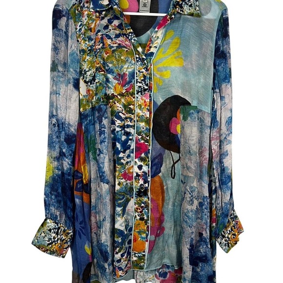 Tops - John Mark Watercolor Boho Button Down